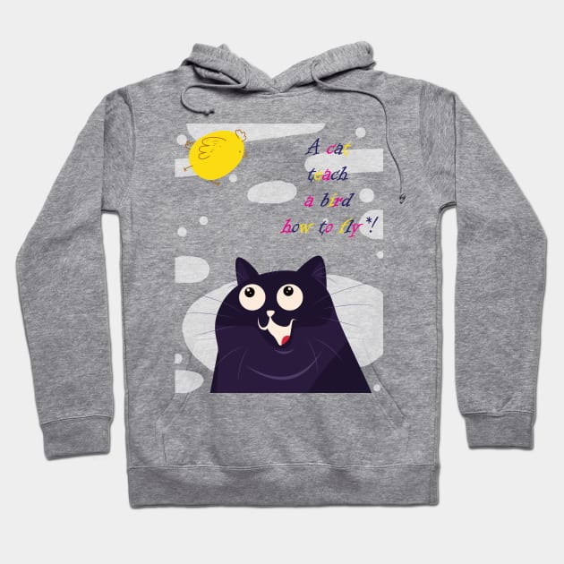 cat teach bird how to fly Hoodie by DunieVu95